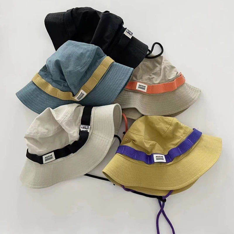 Summer Sunshade Bucket Hat Japanese Women Men Wide Brim Fisherman Cap Outdoor Outing Camping Panama Basin Cap