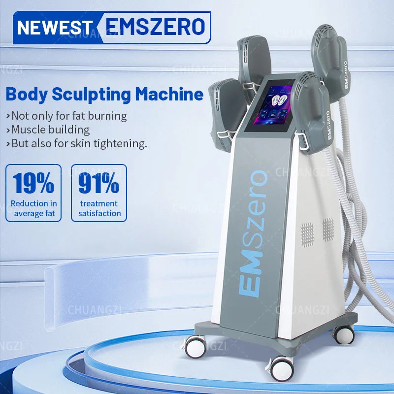 Transform your silhouette with the TAIXL EMSzero NEO 6500W RF machine, delivering powerful Hi EMT treatment for fat burning and skin tightening.