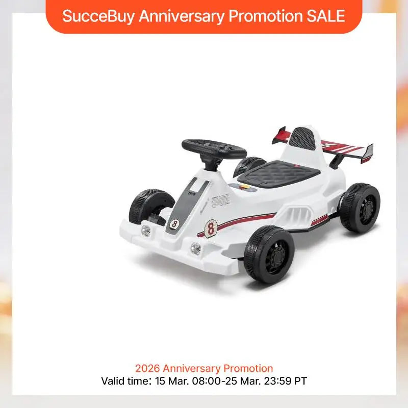 SucceBuy 6V 4.5Ah Electric Pedal Go Kart Portable Outdoor Racing Toys 20000 RPM Motor with LED Headlight&Horn for Kids Boy Gifts