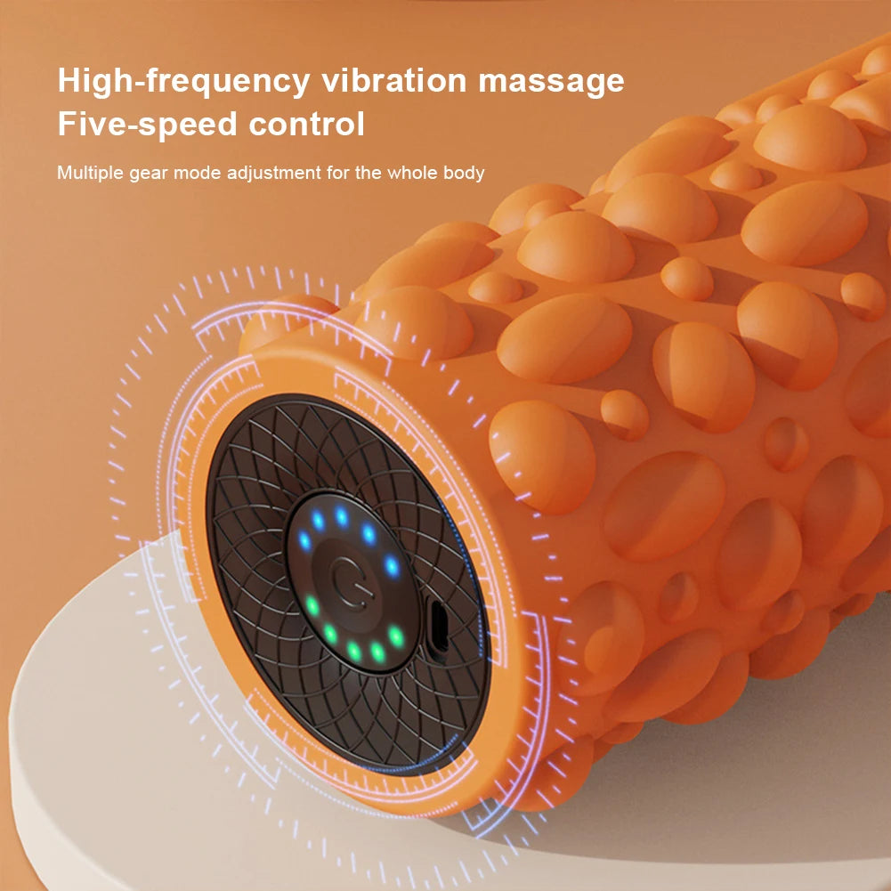 Electric Vibrating Foam Roller Yoga Column Rechargeable Exercise Roller 5 Modes Tissue Massager for Bodybuilding