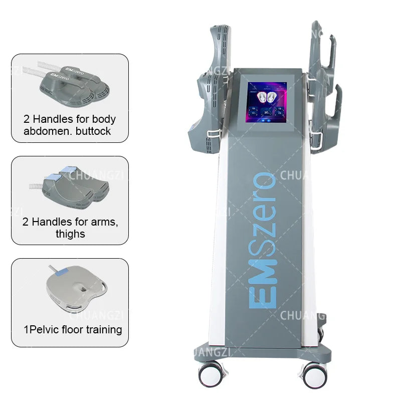 Transform your silhouette with the TAIXL EMSzero NEO 6500W RF machine, delivering powerful Hi EMT treatment for fat burning and skin tightening.