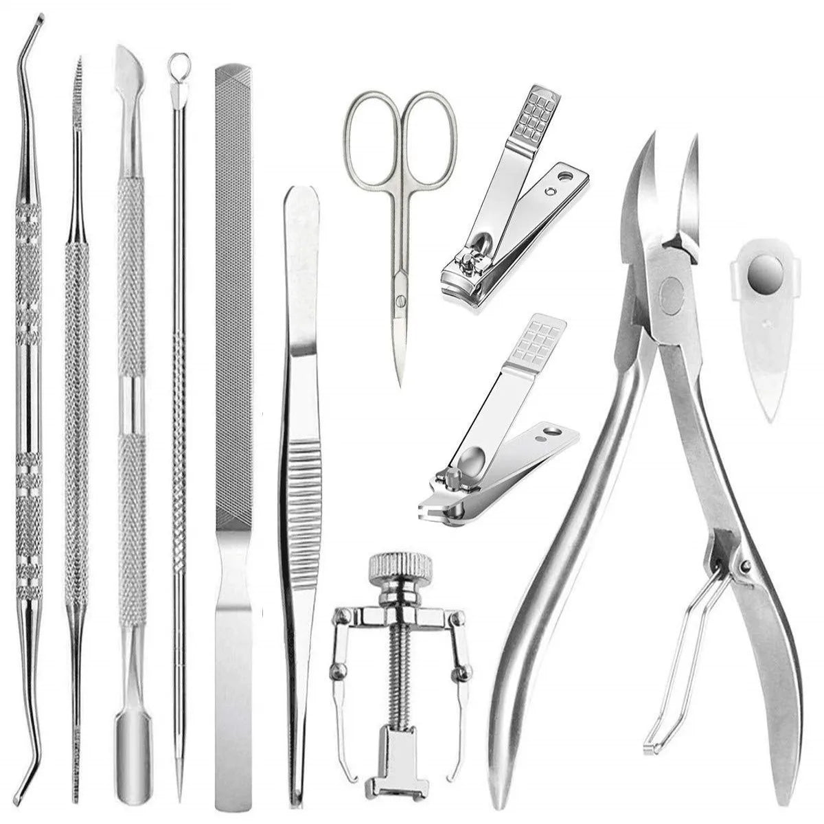 12Pcs/set Professional Pedicure Tools Ingrown Toenail Tools Kit Nail Care Ingrown Toenail Removal Correction Clippers Foot Care