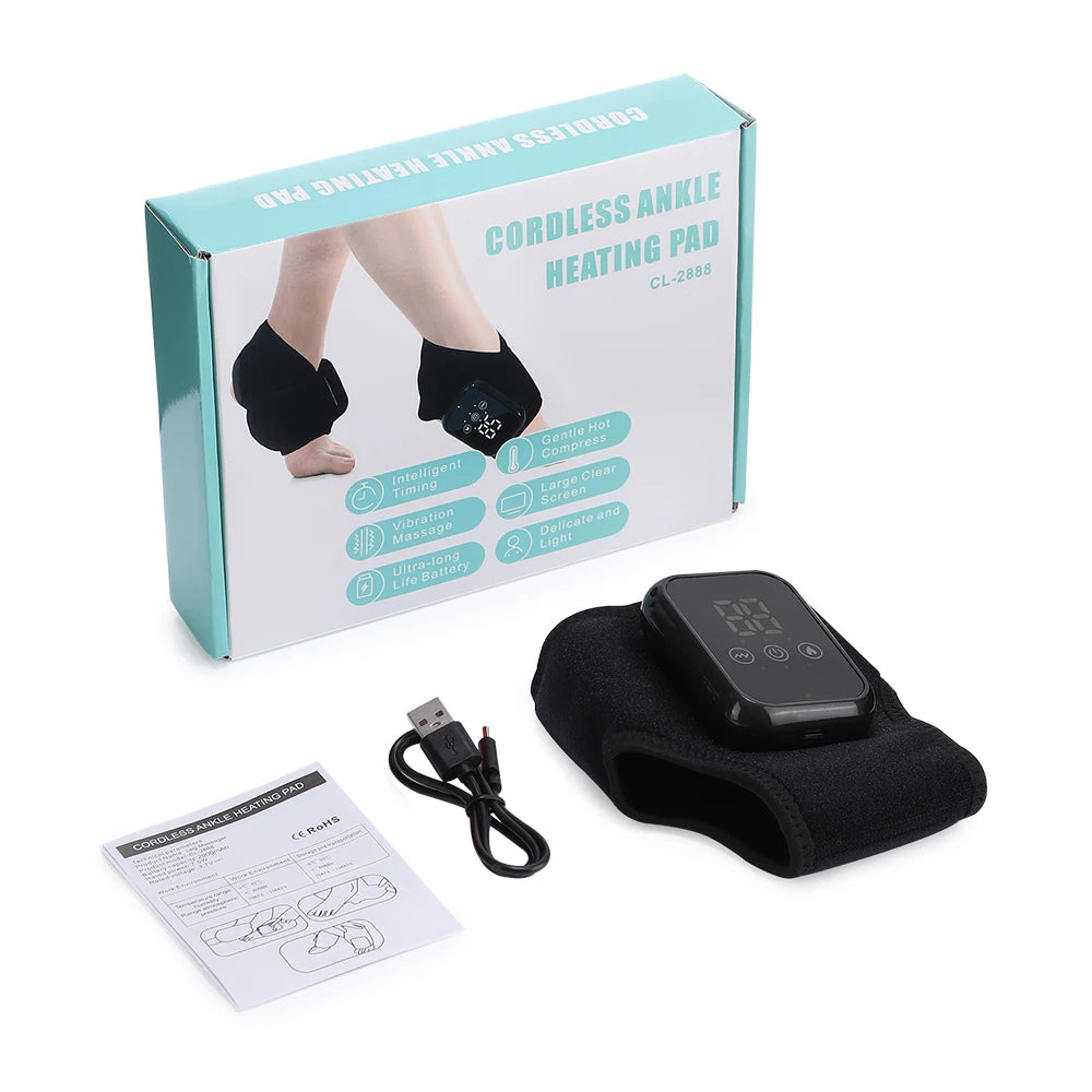Electric Heating Ankle Guard 3 Levels Hot Compress Vibration Massage Cordless Foot Massager Ankle Joint Protection Heating Strap