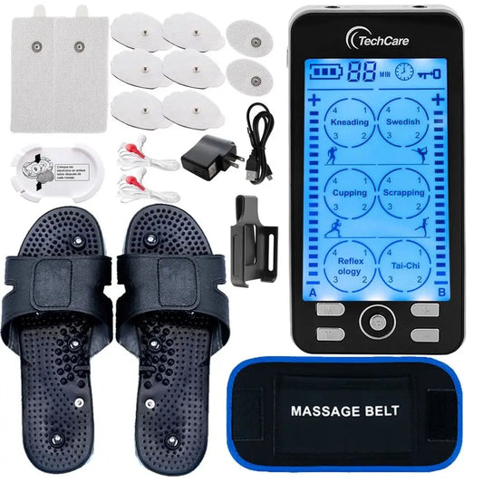 Plus 24Mode TENS EMS Dual Channel Muscle Stimulator Rechargeable Pain Relief Set