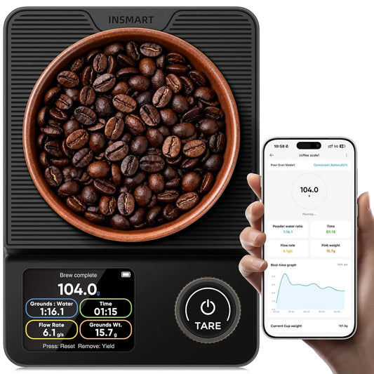 Coffee Scale with Timer, Bluetooth Espresso Scale with App Sync 5kg/0.1g High Precision, Large Color