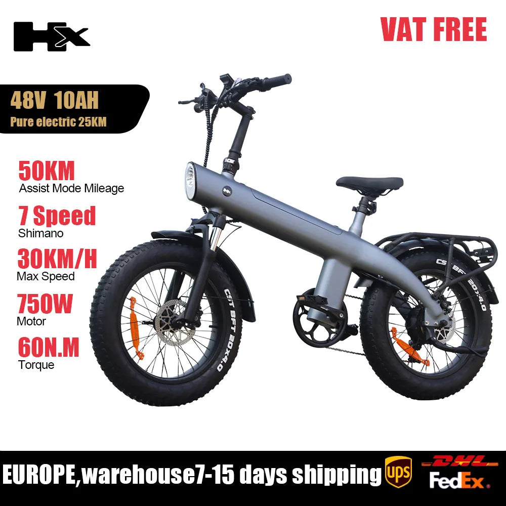 HX Q3 2000W Adult Electric Bike 48V 20Ah E Bike Removable Battery 115Nm Ebike 20*4.0 Inch Fat Tire All-Terrain Electric Bicycle